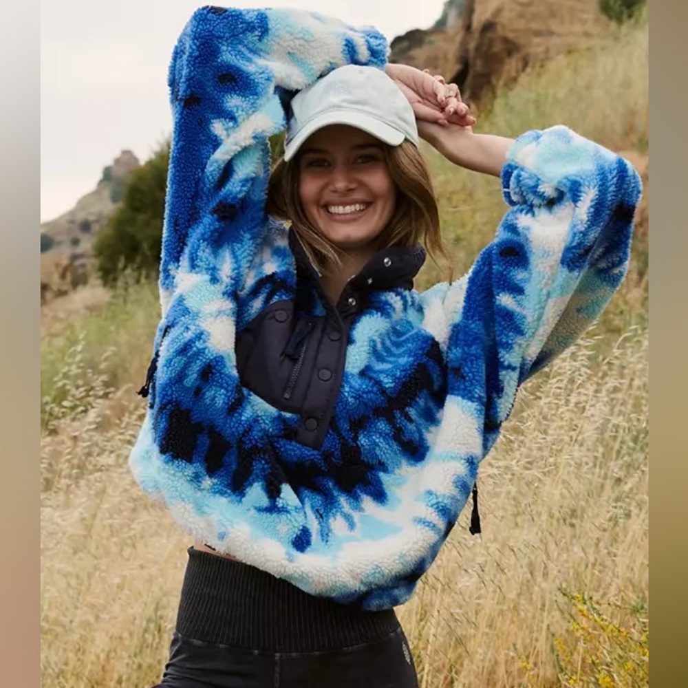 FP Movement by Free People Women's Rocky Ridge Pullover in Ocean Tie Dye Combo